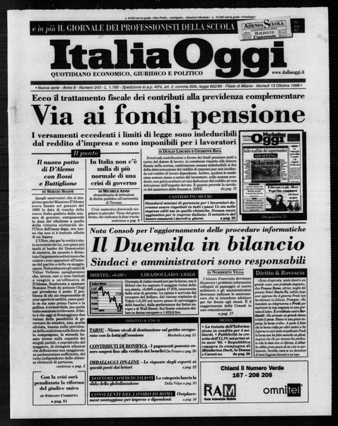 Italia oggi : quotidiano di economia finanza e politica